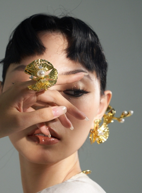 新中式兰花开口戒设计师款