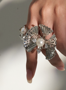 MAISON LUMIERE美颂之光 雅善蝴蝶兰双圈双指开口戒指 新中式原创