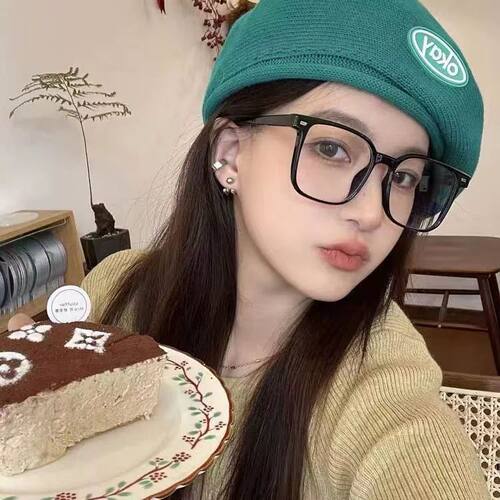 方形黑色眼镜框无镜片镜框男大脸显脸小网红装饰眼镜女潮素颜神器 - 图2