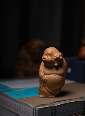 山宁竹舍 俞田徒弟 精工手作竹根雕逍遥人物把件 摆件