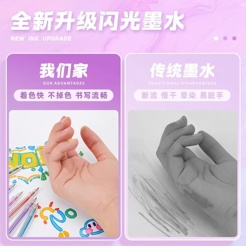 Touchmark轮廓笔彩色闪光啫喱笔儿童无毒彩色笔荧光标记笔彩笔笔 - 图3