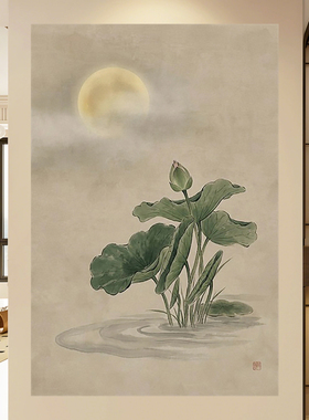 新中式月圆古风贴画背景古风