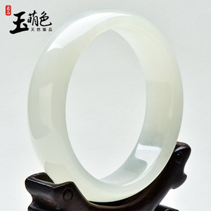 玉萌色正品和田玉手镯白玉镯子天然玉石圆镯A货羊脂白016-15