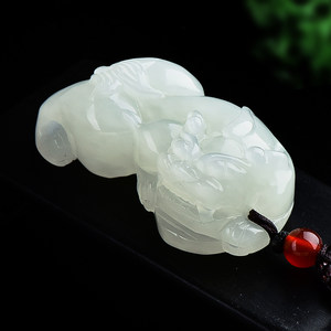玉萌色正品和田玉貔貅吊坠男款玉石玉貔貅挂件瑞兽玉坠带证书