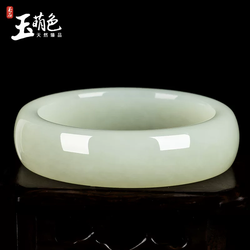 玉萌色 Natural ore jade, women's bracelet, replica white jade