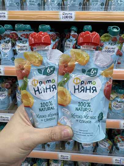 Complément alimentaire pour nourrissons importé de russie, purée de fruits en sachet pour bébé, fruits naturels purs, sans sucre +