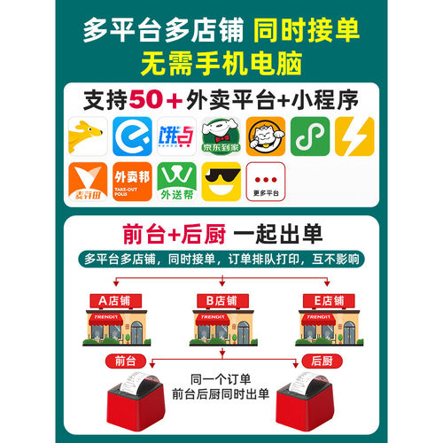 外卖打印机美团饿了么京东抖音全自动接单神器商家4G无线打印机WIFI蓝牙真人语音订单切纸热敏大趋智能小票机 - 图2