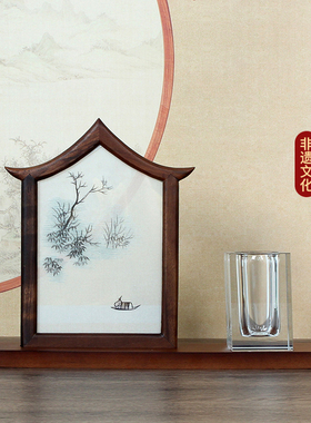 苏绣双面绣柿柿如意老板办公桌摆件笔筒工艺品商务企业礼品送领导