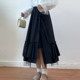 2025 Spring and Summer New Original Sweet Lolita Black A-Line Mid-Length Ruffle Skirt Women's Swing Skirt