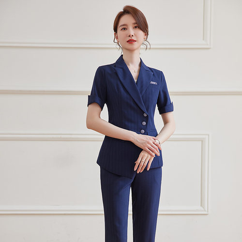 诗璐雅春秋西服套装女气质前台经理职业装小个子西装售楼部工作服 - 图0