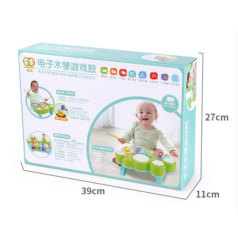 谷雨婴幼玩具手拍鼓0-1-3岁电子琴 智域母婴建构/拼插积木