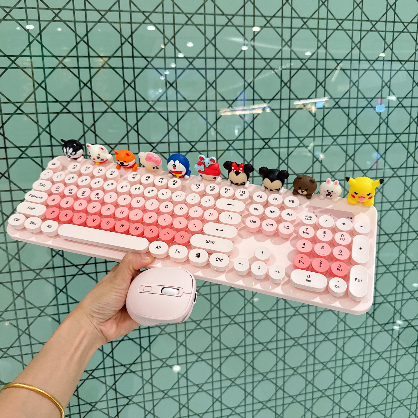 多巴胺鼠标卡通键盘蓝牙平板用笔记本台式用粉色公仔键盘无线键鼠 - 图2