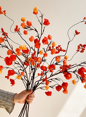 灯笼果仿真花假花栾树干花花束摆设客厅插花花艺摆件新年乔迁装饰