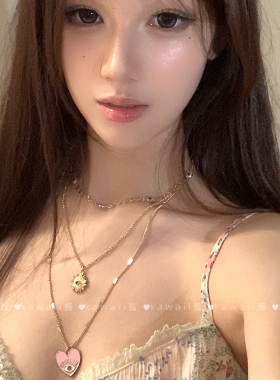 中古三层叠戴爱心恶魔之眼项链