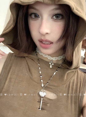 纯欲风白色蕾丝十字架绑带项链