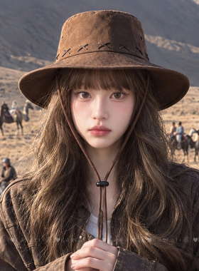 西部牛仔渔夫帽子女2026新款遮阳防晒新疆川西草原旅游穿搭登山帽