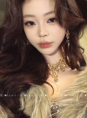 矜贵千金香槟色花朵项链耳环套装