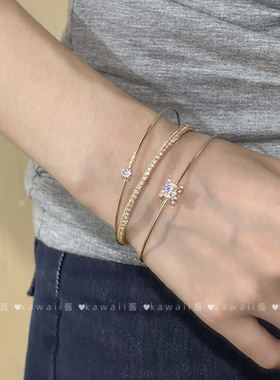 轻奢小众设计精致金色复古手镯