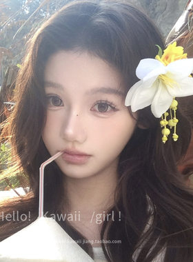 明媚少女黄色玫瑰流苏发夹