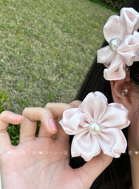 超仙甜美少女心粉色樱花刘海夹