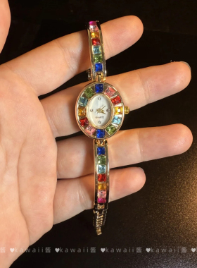 古着多巴胺彩色锆石手表