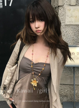 中古风金色百合花串珠项链