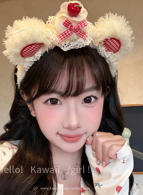 甜美少女可爱毛绒小熊耳朵发箍