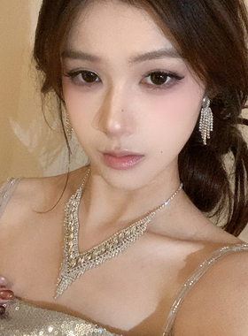 银河细闪 流苏满钻项链轻奢高级感时尚锁骨链名媛宴会晚礼服配饰