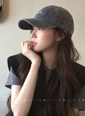 做旧水洗字母棒球帽女