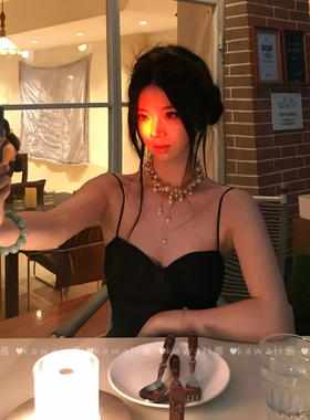 复古金色珍珠流苏十字架choker项链女款轻奢时尚高级感锁骨链颈链
