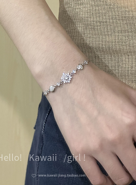 冬日超闪满钻雪花可调节手