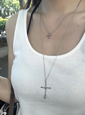 y2k叠戴十字架项链女轻奢