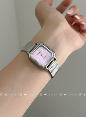 小众轻奢ins竹节表带方形手表银色冷淡风简约百搭手链新款女高级