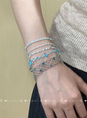 星河入梦~夏日蓝色蕾丝手链女叠戴巨好看轻奢高级感2026新款手饰