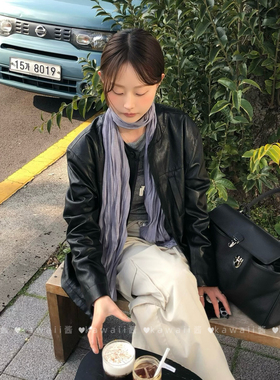 2026新款韩系长条紫色丝巾
