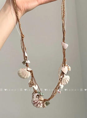 波西米亚天然贝壳吊坠项链