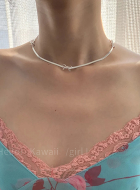 少女感蝴蝶结珍珠流苏项链