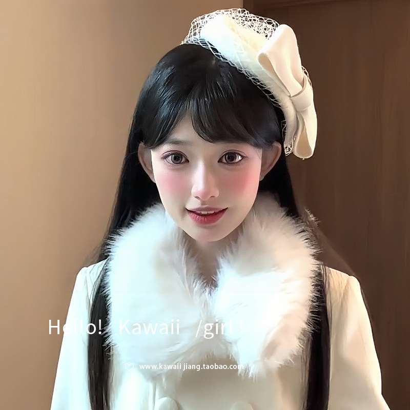 法式复古蝴蝶结羊毛毛呢网纱贝雷帽千金风气质礼服礼帽头饰秋冬女