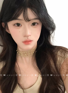 宫廷风镂空花朵钉珠choker项圈