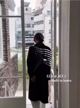 秋冬高端100%纯羊毛条纹针织围巾女护肩颈外搭减龄打结羊绒小披肩