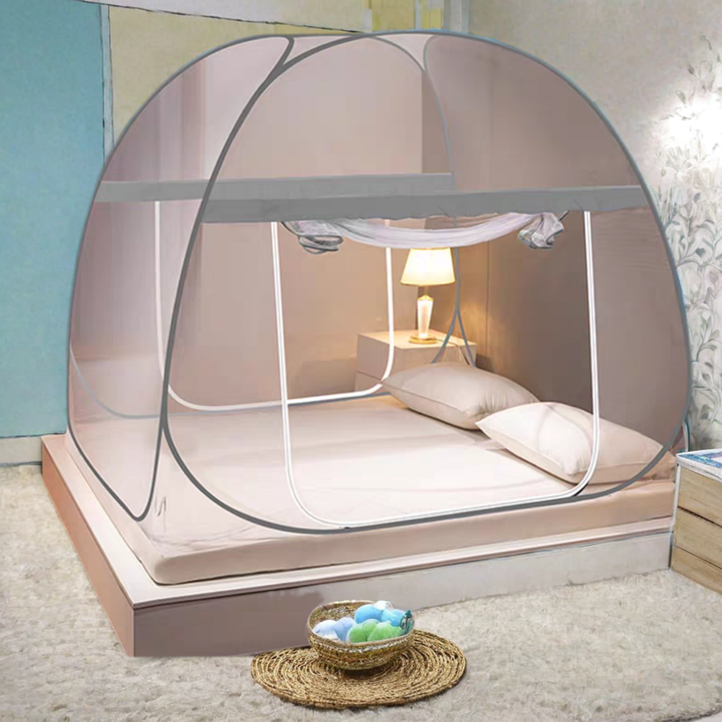 蚊帐免安装学生宿舍拉链方顶蒙古包纹帐上下铺0.9m1.2米5/8单人床,淘宝优惠券,粉丝福利购,淘宝优惠卷