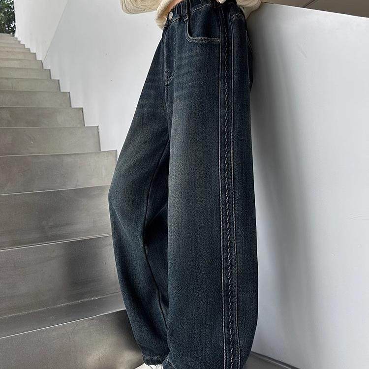 女童加绒牛仔裤冬季新款中大童宽松阔腿裤直筒裤儿童保暖裤一体绒,淘宝优惠券,粉丝福利购,淘宝优惠卷