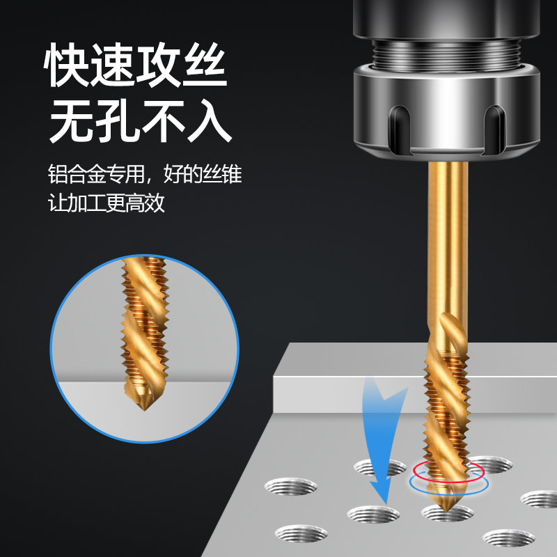 ZG镀钛螺旋深孔专用丝锥mM3M4M5M6*100L深孔美制丝锥加长先端丝攻