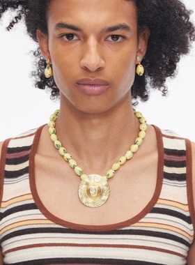 TysGrocery 25 柠檬与农夫帽手绘陶瓷项链