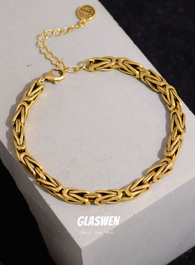 个性气质古金色龙骨手链中国风