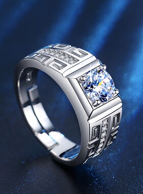 长城纹路戒指男潮流时尚个性经典