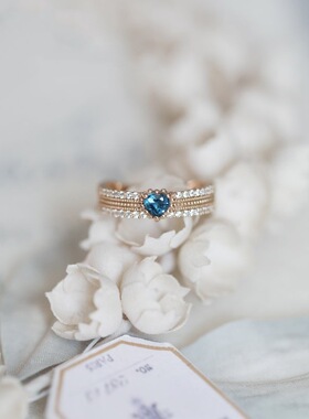 蓝钻爱心戒指女士湛蓝心曲巨美