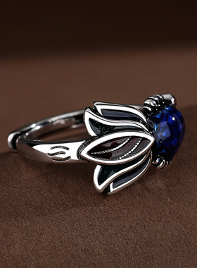 复古民族风珐琅彩金鱼锦鲤戒指