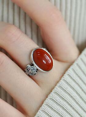 新中式梵花赤珠戒指女优雅气质时