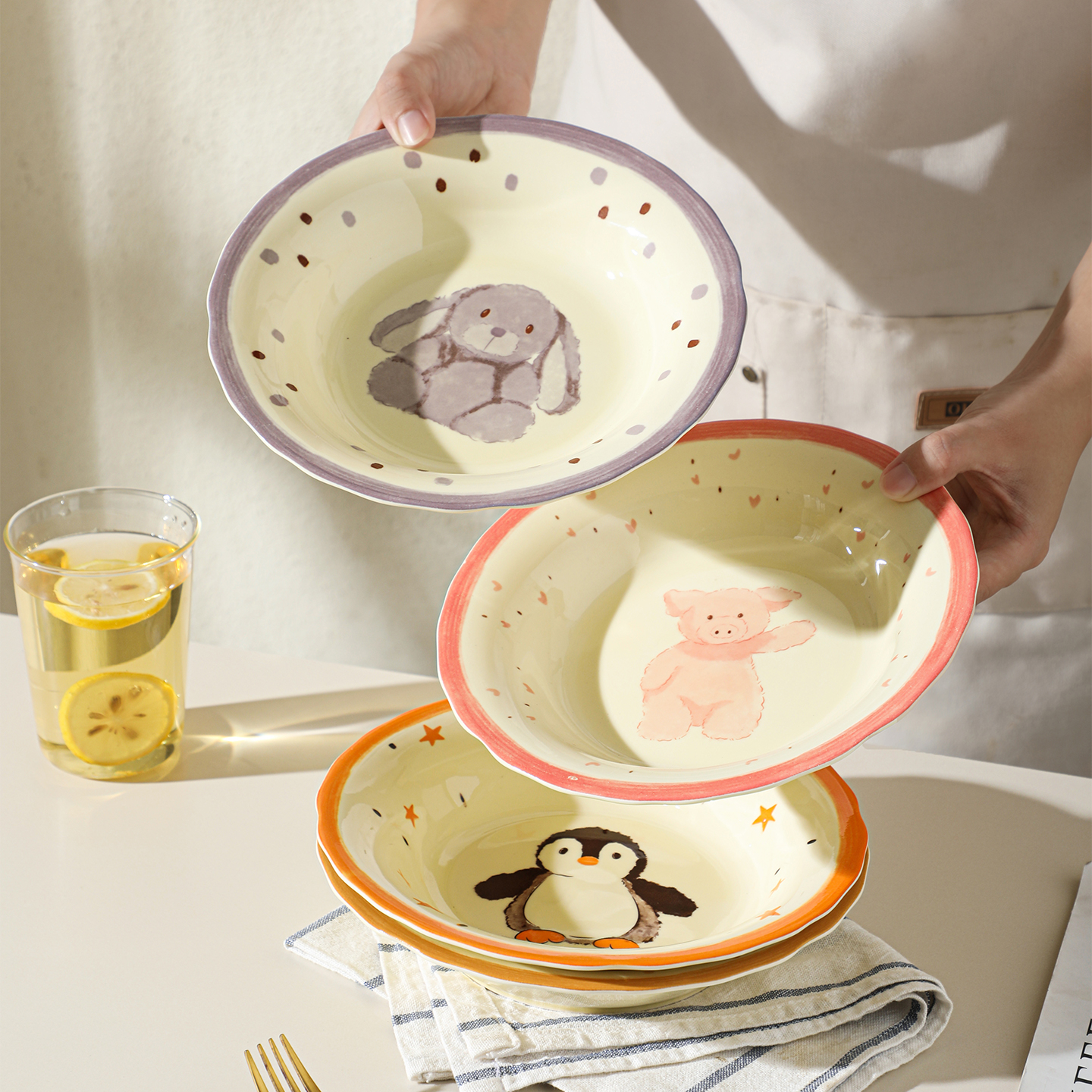 釉下彩陶瓷盘卡通家用菜盘子餐具可爱好看米饭碗2025新款个人专用 - 图2